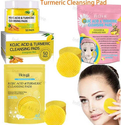 40/50pcs Turmeric Cleansing Acidic Cotton Pads – Exfoliating Sponges for Daily Face Cleansing