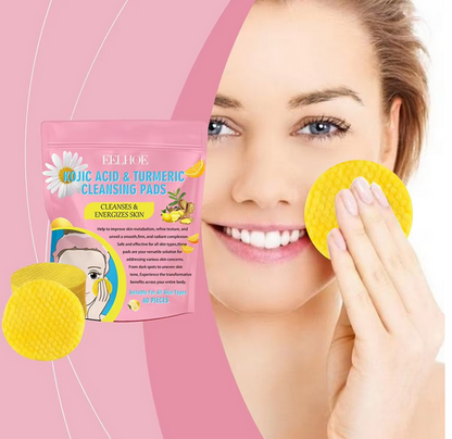 40/50pcs Turmeric Cleansing Acidic Cotton Pads – Exfoliating Sponges for Daily Face Cleansing